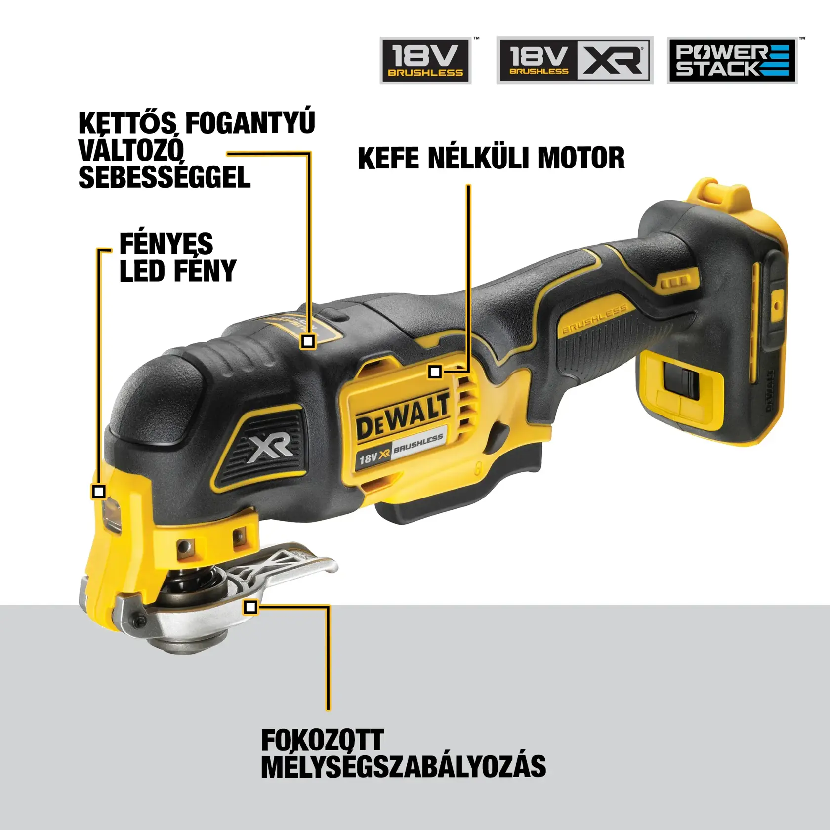 18V XR többfunkciós oszcilláló készülék 1 × POWERSTACK 1,7 Ah akkumulátorral, töltő nélkül, TSTAK-ban