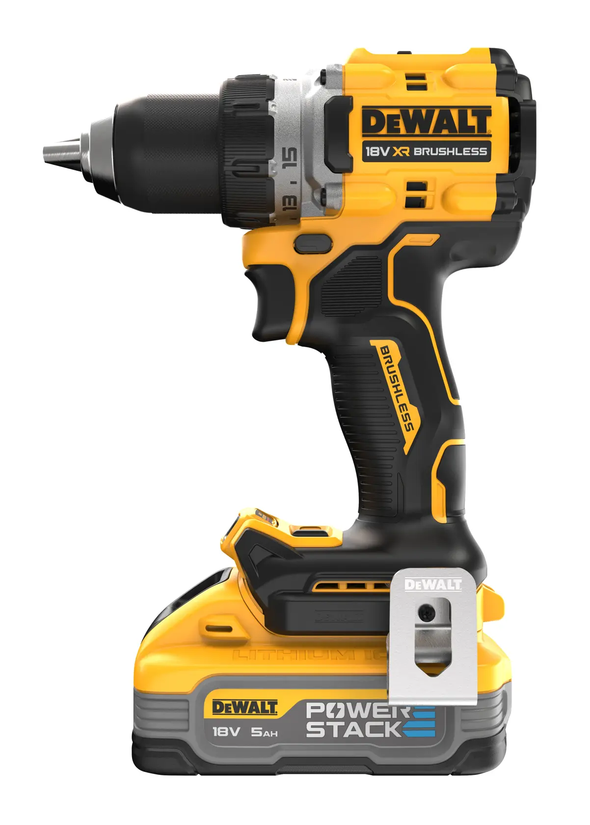 18V XR Szénkefe nélküli, tokmányos FÚRÓCSAVAROZÓ, 2 db 5,0 Ah Powerstack akkumulátorral, töltővel, kofferben.