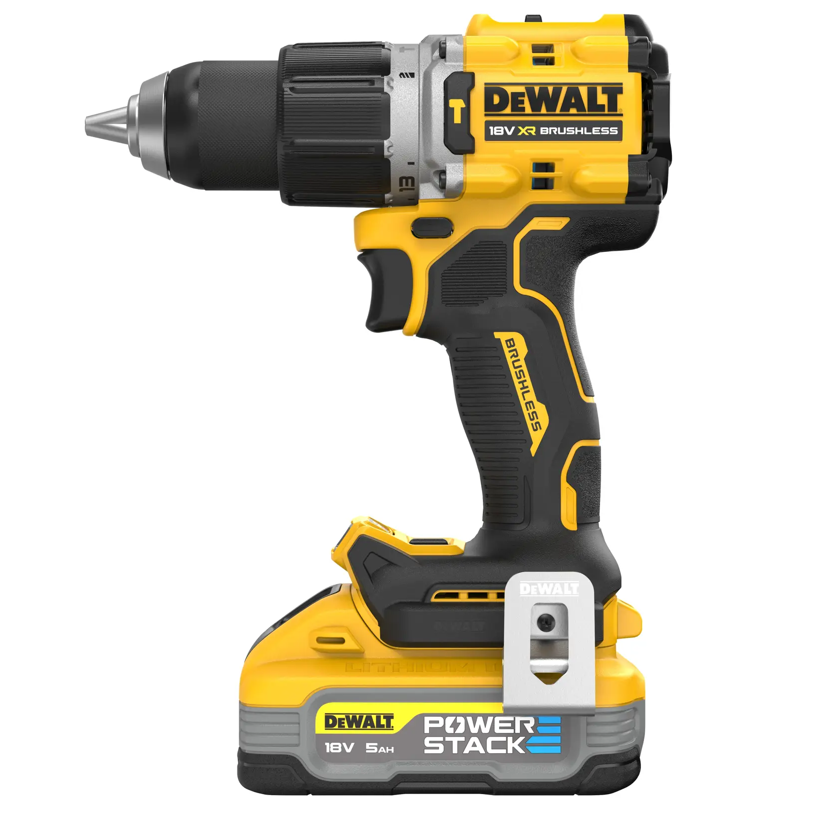 18V XR Szénkefe nélküli, tokmányos FÚRÓCSAVAROZÓ, 2 db 5,0 Ah Powerstack akkumulátorral, töltővel, kofferben.