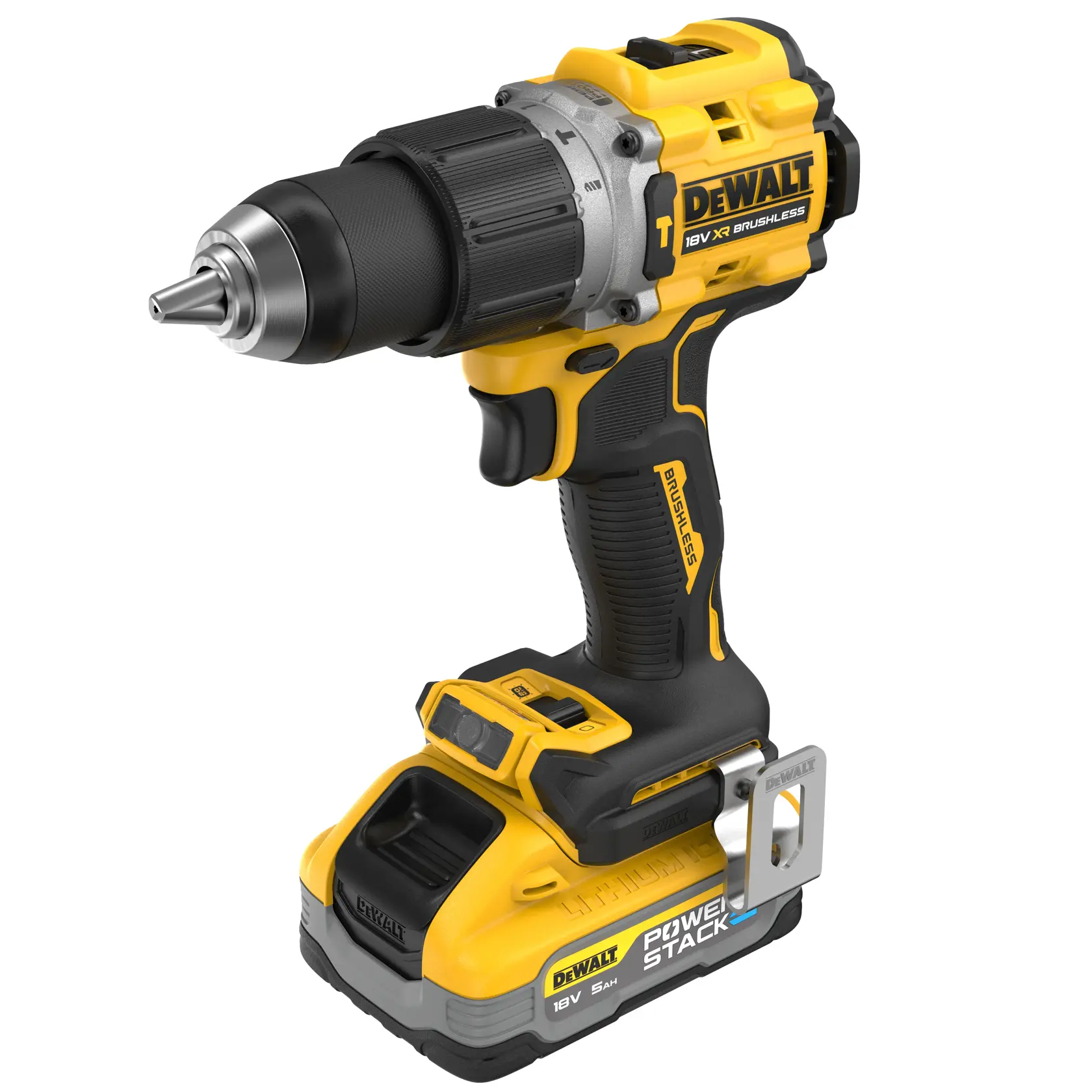 18V XR Szénkefe nélküli, tokmányos FÚRÓCSAVAROZÓ, 2 db 5,0 Ah Powerstack akkumulátorral, töltővel, kofferben.