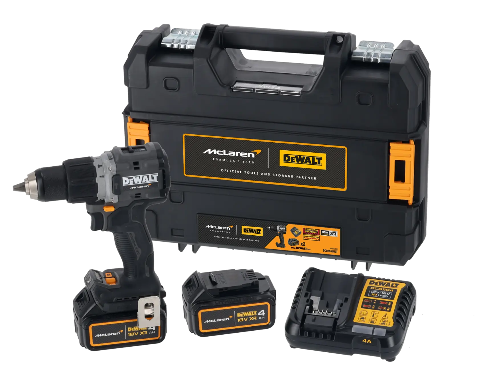DEWALT x McLaren F1 Team 18 V XR szénkefe nélküli ütvefúró-csavarozó - 2 x 4 AH