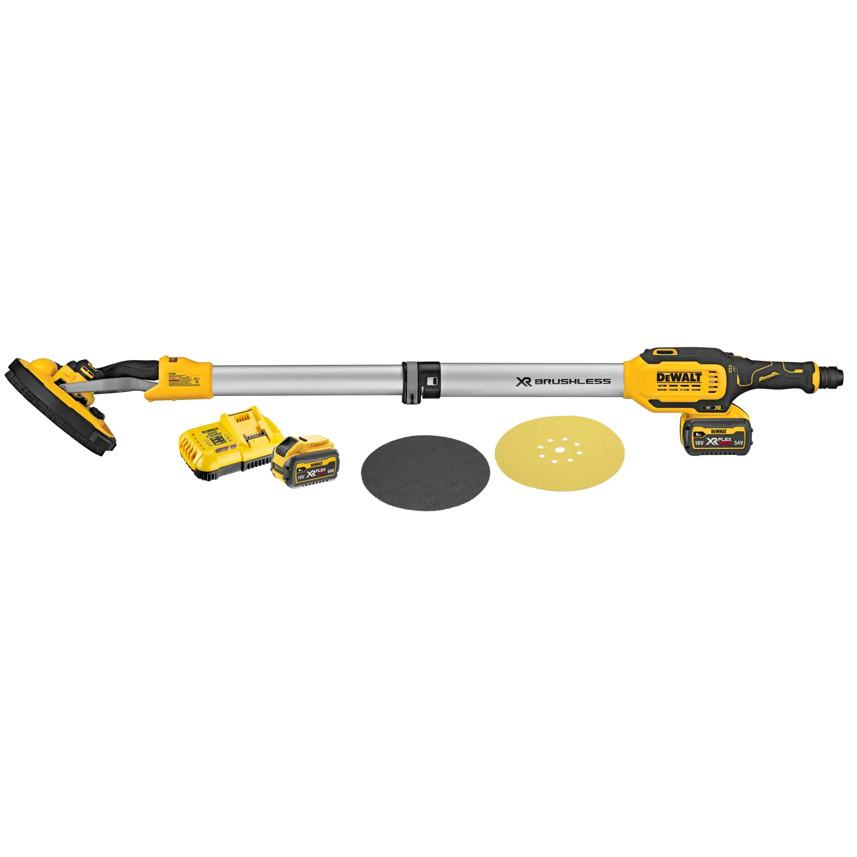 18 V zsiráf falcsiszoló, szénkefe nélküli, 225 mm, 2 × 6 Ah, töltő, koffer