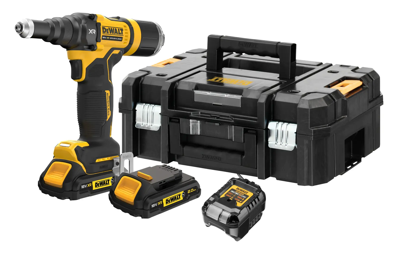 18V XR szénkefe nélküli 4.8 mm-es szegecshúzó - 2 × 2AH G-osztály