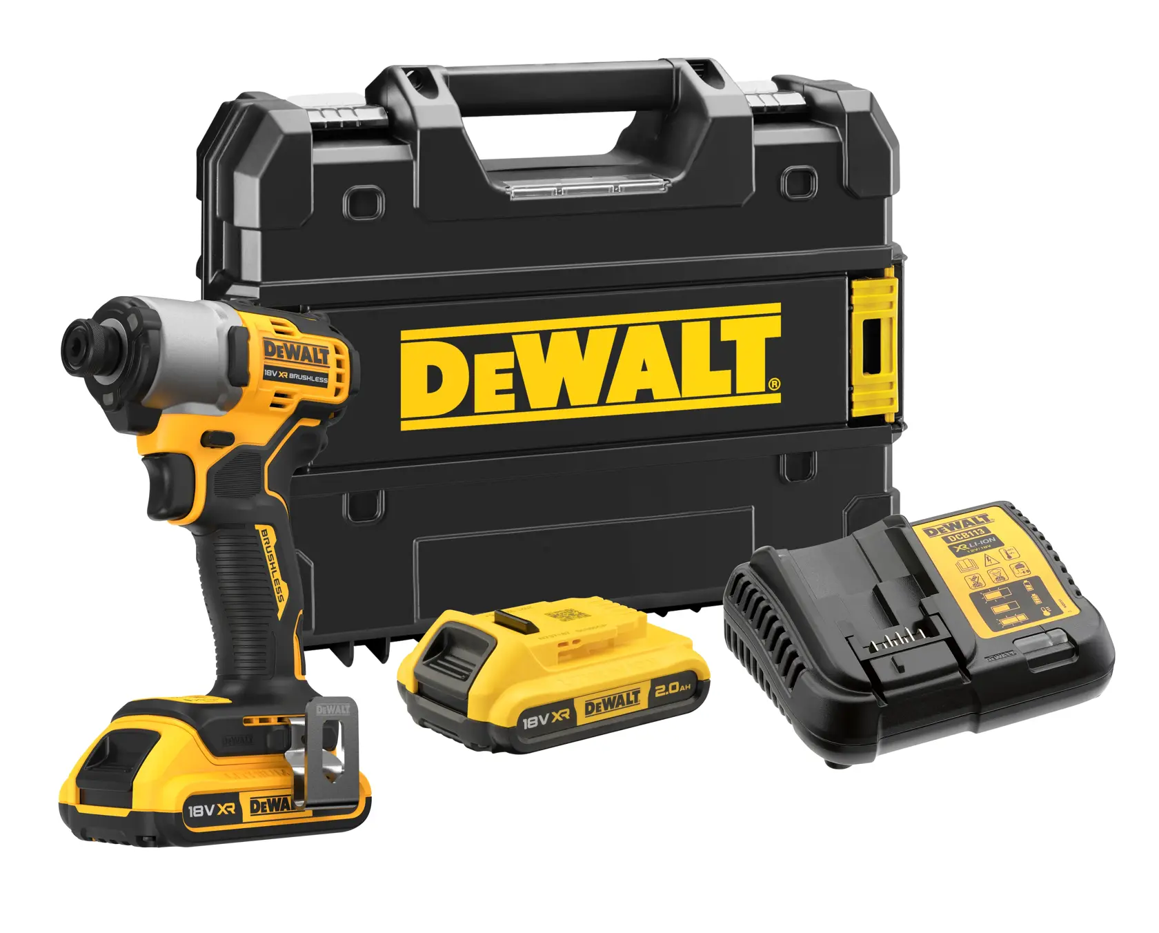 DEWALT 18V XR ütvecsavarozó, szénkefe nélküli, 2×2Ah akkumulátorral