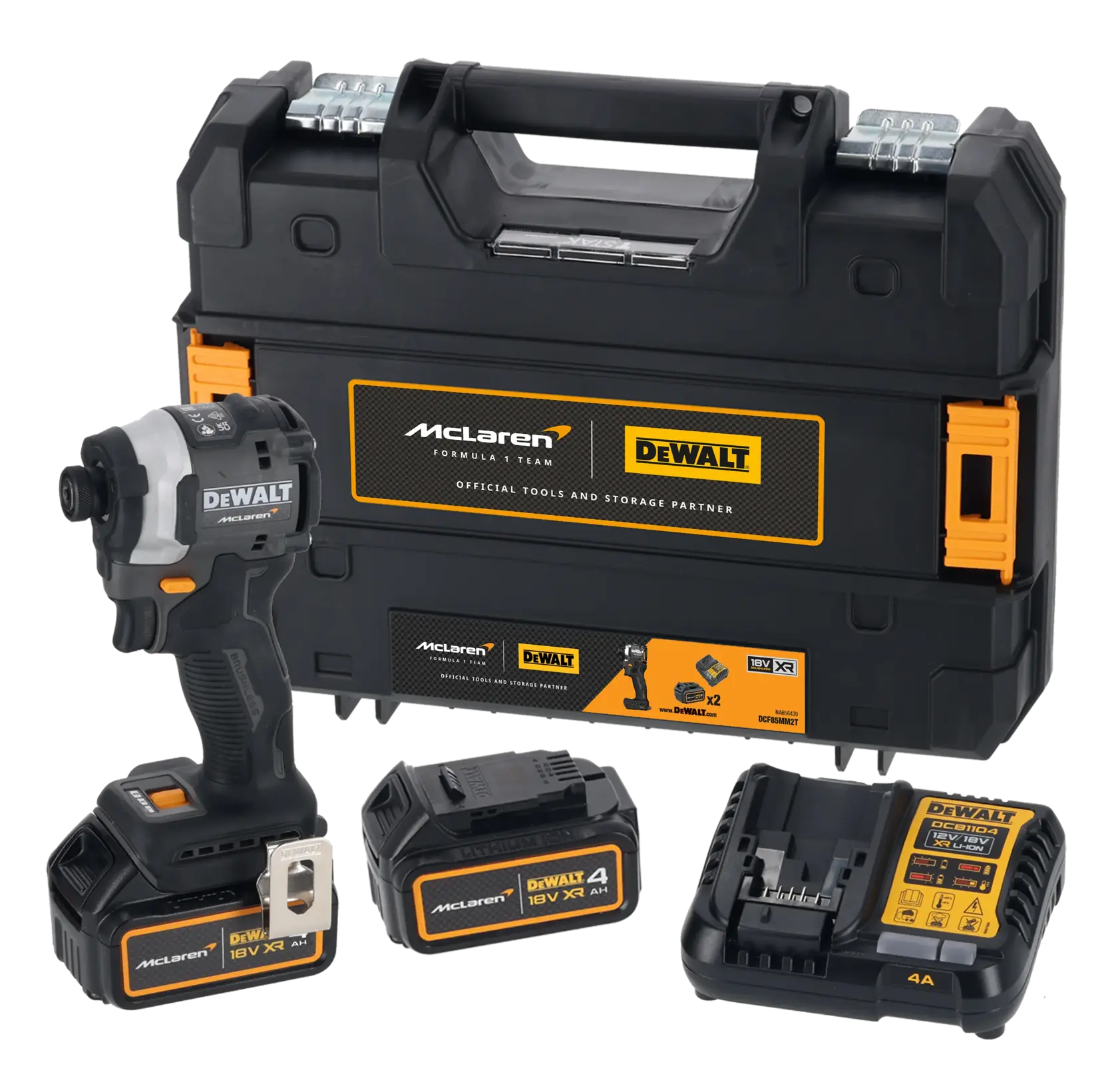 DEWALT x McLaren F1 Team 18 V XR szénkefe nélküli ütvefúró-csavarozó - 2 x 4 AH