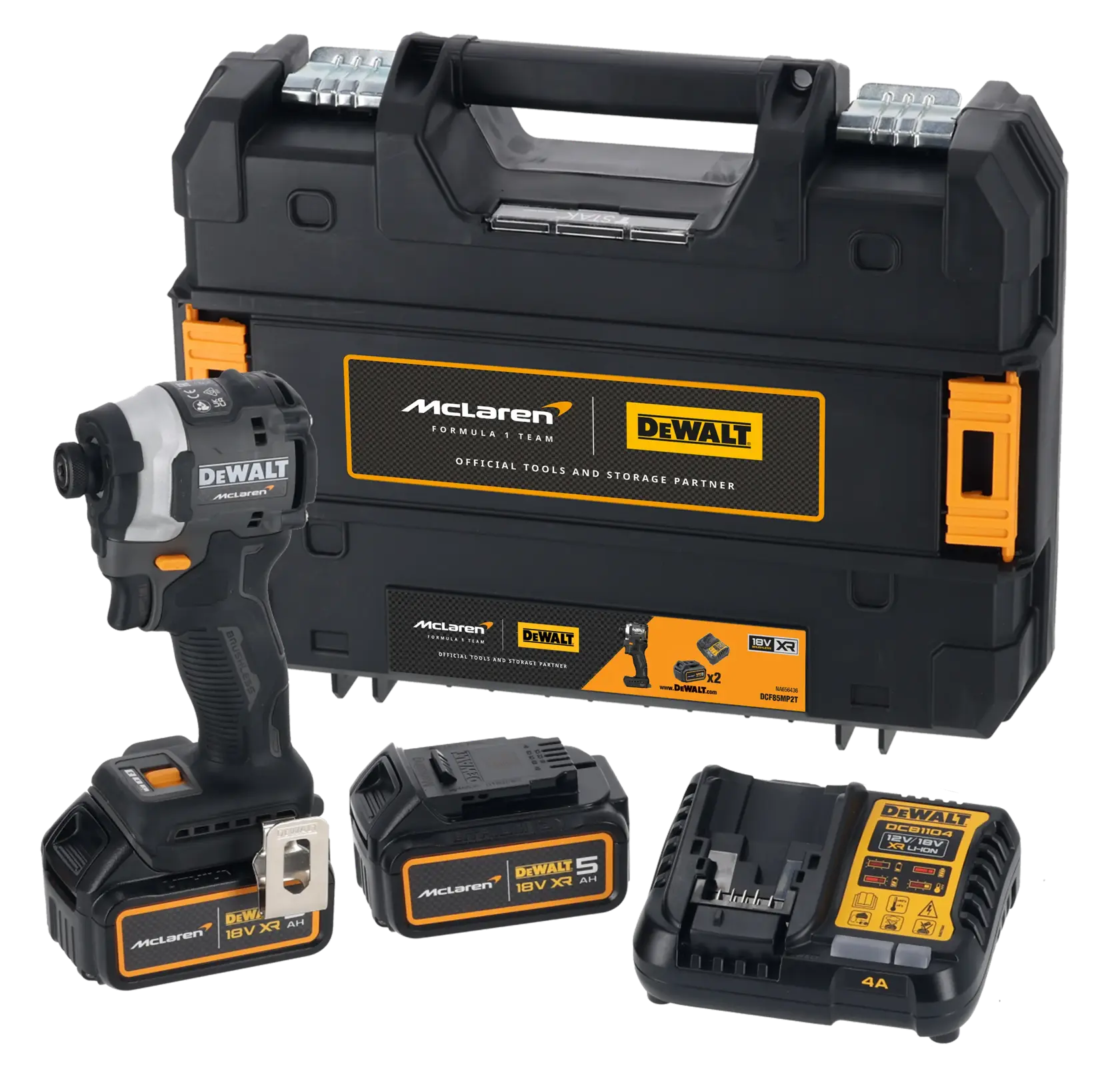 DEWALT x McLaren F1 Team 18 V XR szénkefe nélküli ütvefúró-csavarozó - 2 x 5 AH