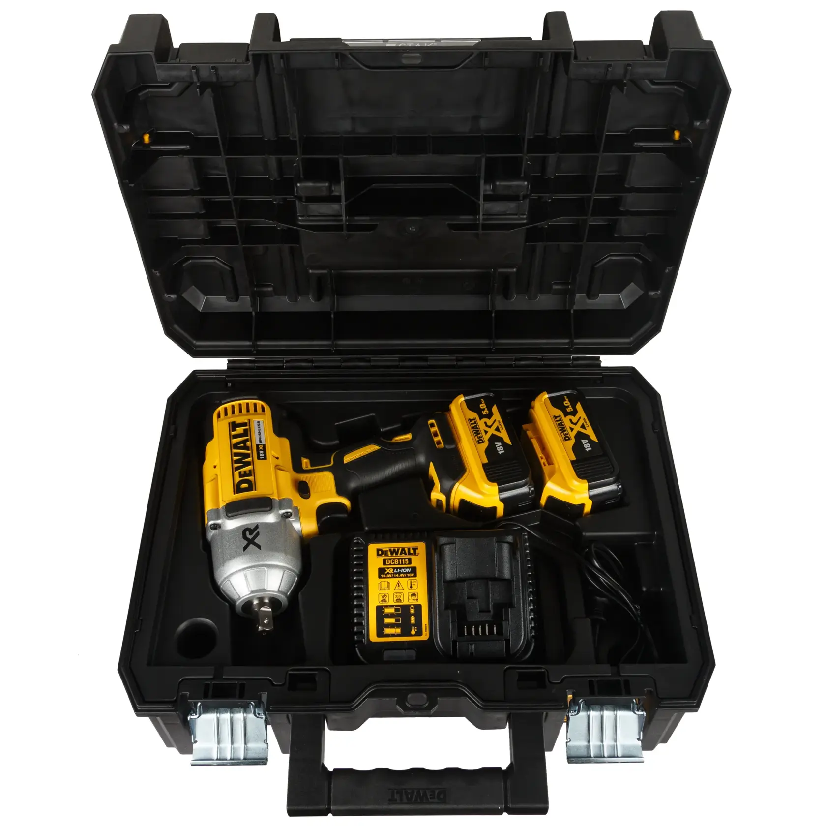 18V XR kefe nélküli ütvecsavarozó 1/2", 950 Nm 2 db 5,0 Ah XR Li-Ion akku, koffer