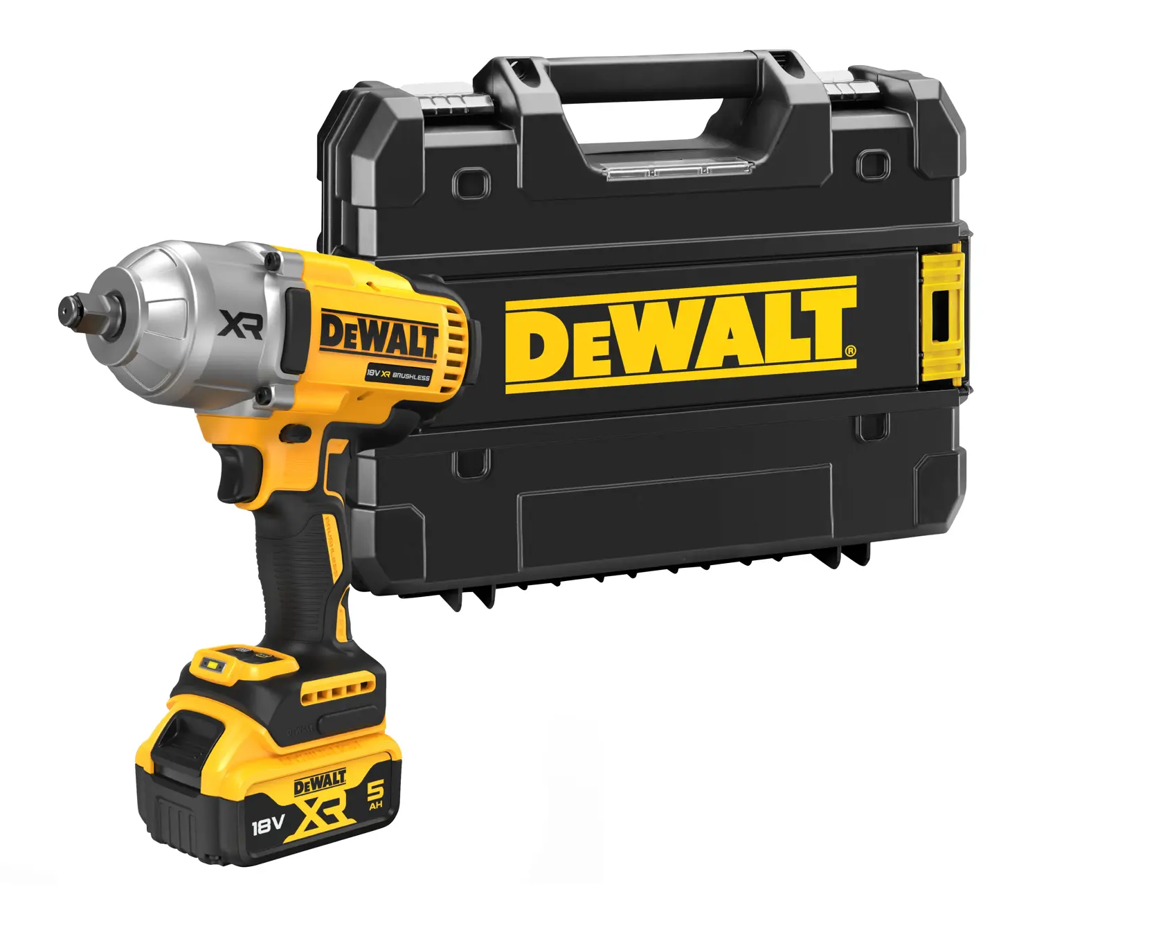 DEWALT 18V XR ütvecsavarozó 1/2", nagy nyomaték, szénkefe nélküli, hog ring (gyűrűs rögzítés), csak gép