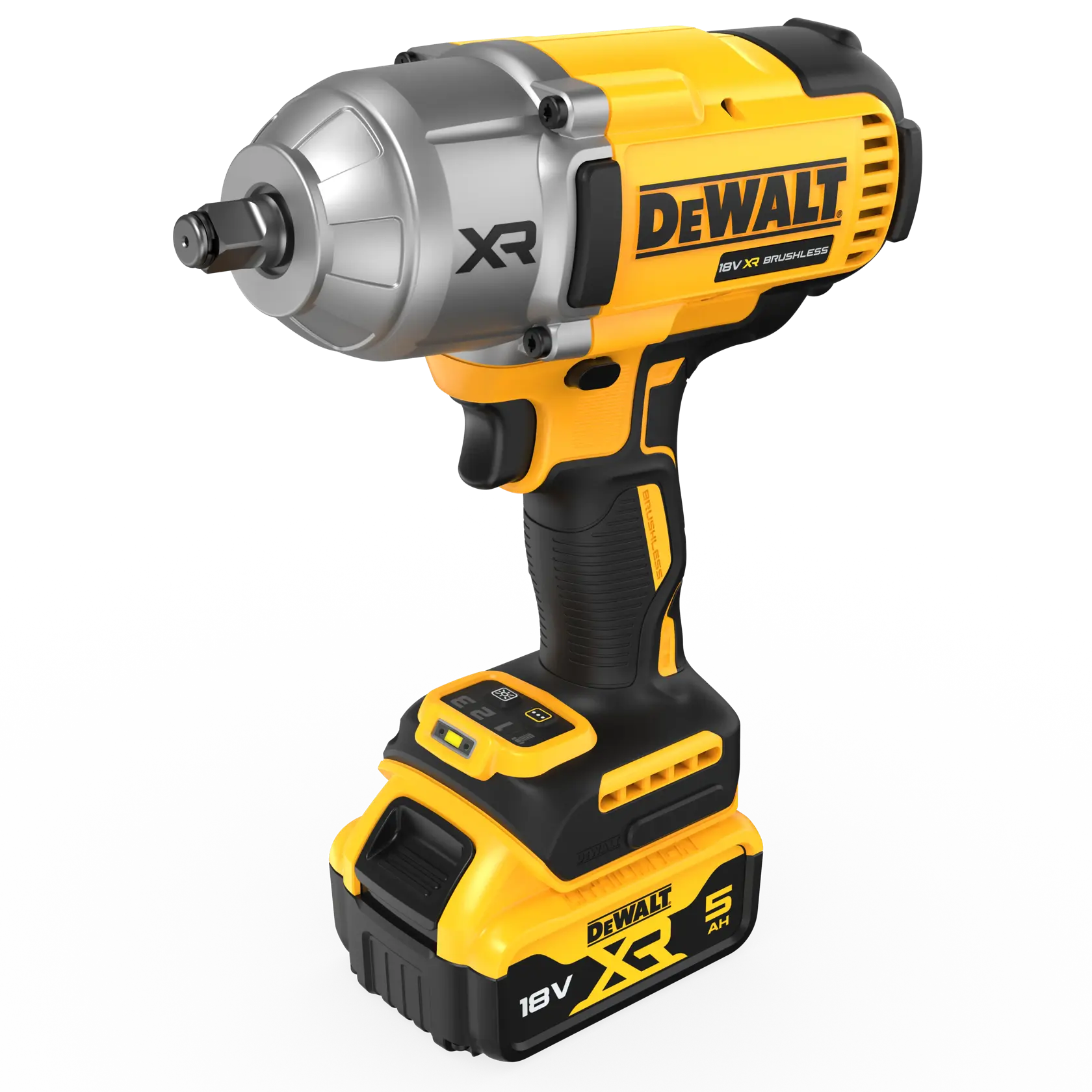 DEWALT 18V XR ütvecsavarozó 1/2", nagy nyomaték, szénkefe nélküli 2×5Ah akkumulátorral