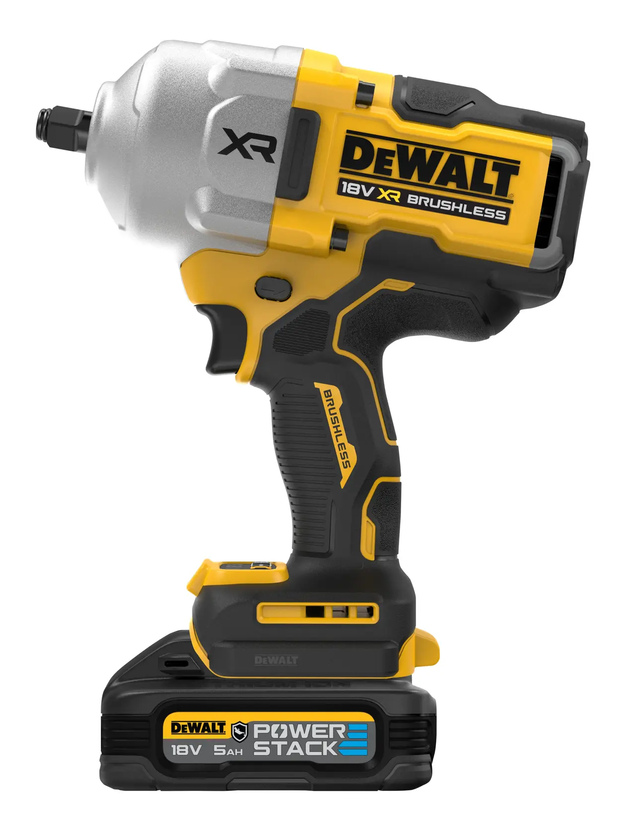 18V XR Szénkefe nélküli, 1/2" nagy nyomatékú ütvecsavarazó - 2 X 5Ah POWERSTACK Gumírozott akku