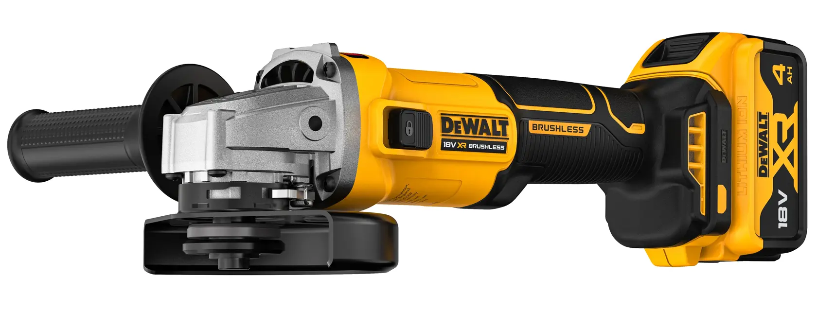 18V XR szénkefe nélküli, 125 mm-es sarokcsiszoló - 2 x 4 Ah