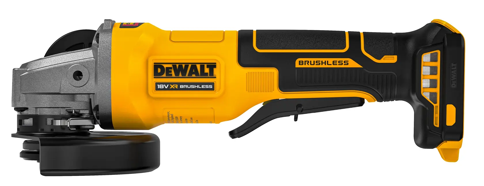 18V XR szénkefe nélküli, 125 mm-es, lapátkapcsolós sarokcsiszoló (csak szerszám)