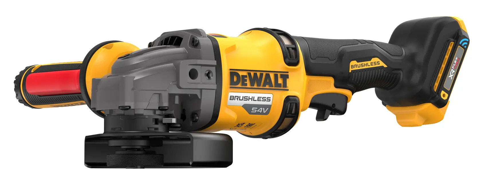 54V XR FLEXVOLT 125 mm-es, oldalfogantyú-észlelős sarokcsiszoló (csak szerszám)