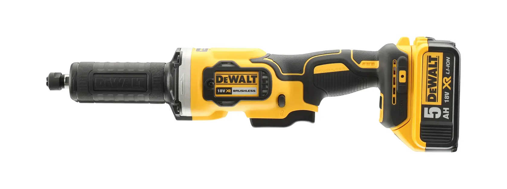 18V XR kefe nélküli egyenes csiszoló 2 × 5 Ah töltő, tok