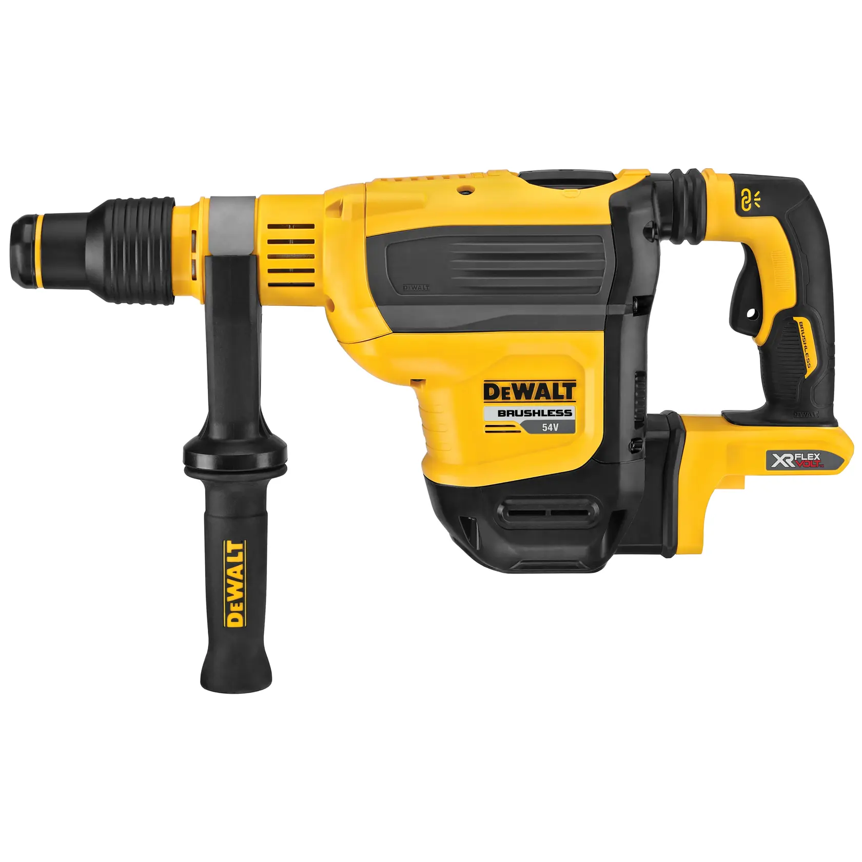 54V FLEXVOLT kefe nelküli SDS-Max fúró-vésőkalapács, akkumulátor és töltő nélkül, papírdobozban