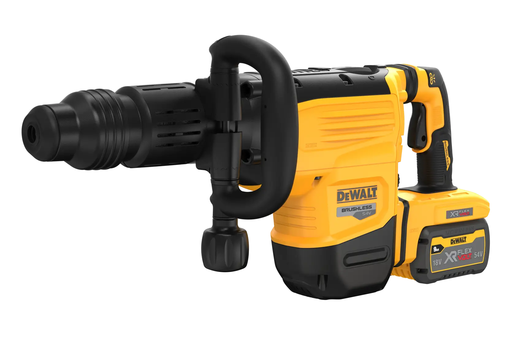 54V XR FLEXVOLT 10 kilós forgácsoló kalapács, 2 × 9 Ah, töltő, koffer