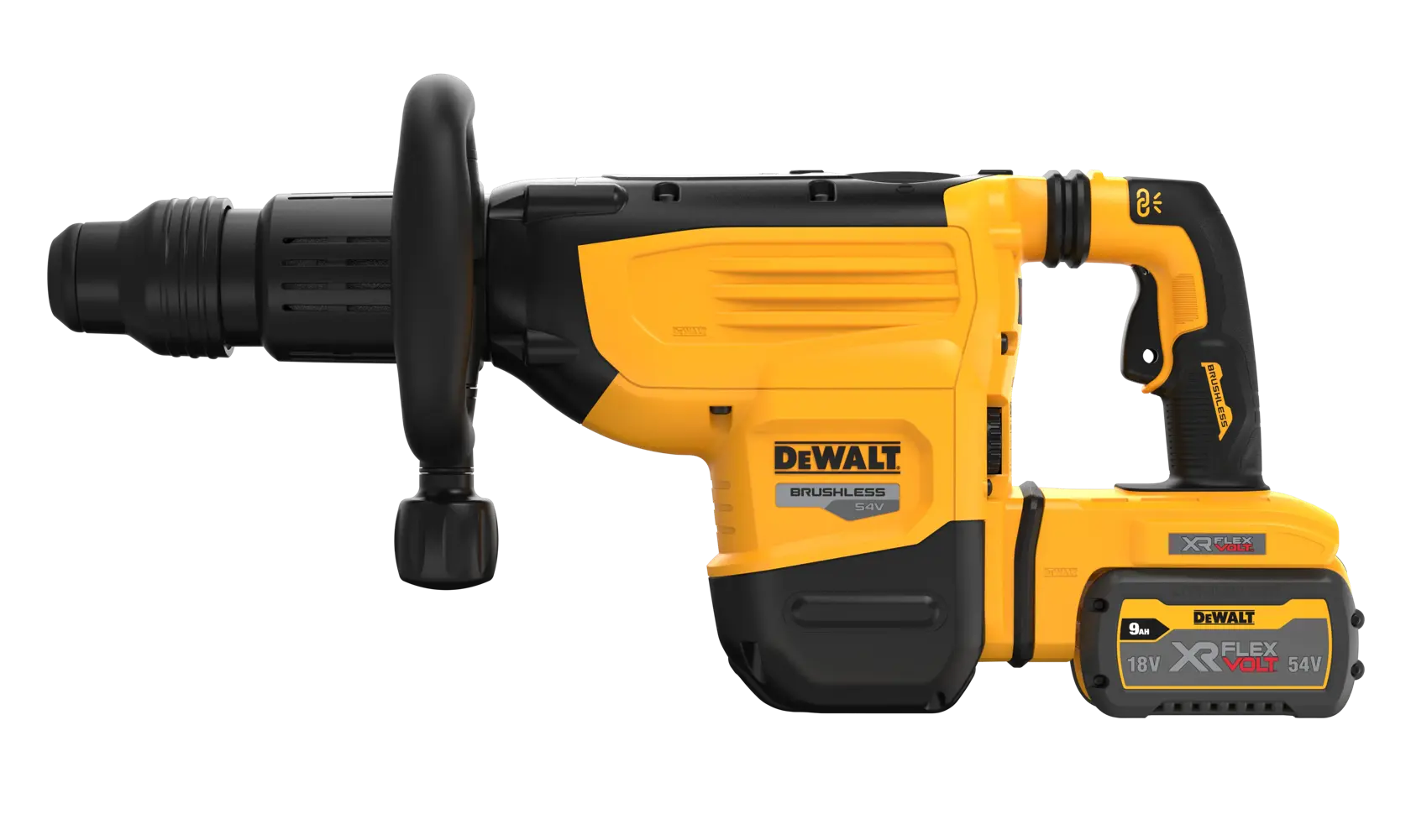 54V XR FLEXVOLT 10 kilós forgácsoló kalapács, 2 × 9 Ah, töltő, koffer