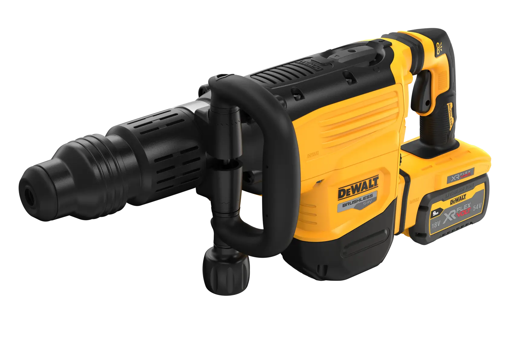 54V XR FLEXVOLT 10 kilós forgácsoló kalapács, 2 × 9 Ah, töltő, koffer