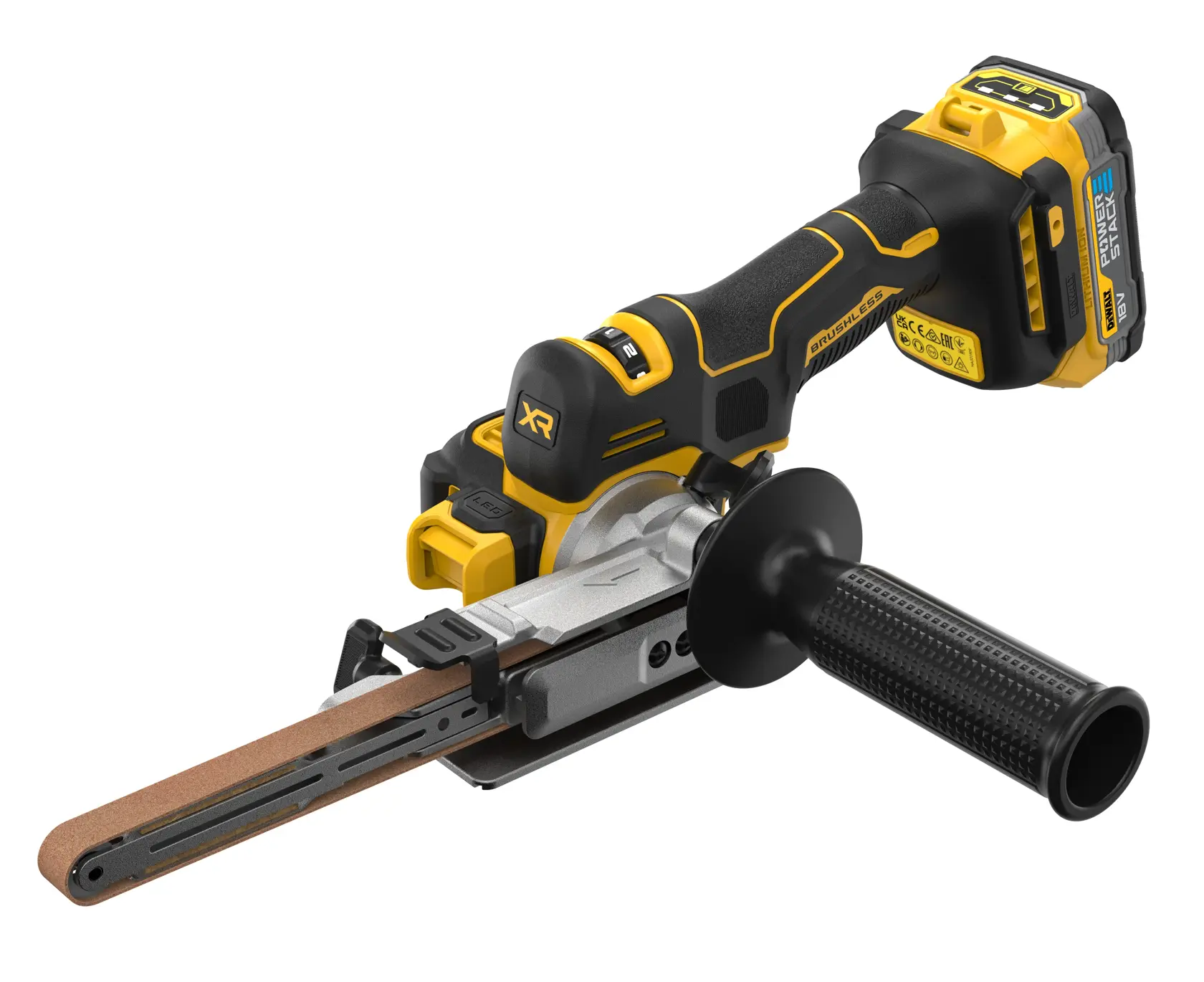 18V XR szénkefe nélküli szalagcsiszoló - 2 × POWERSTACK kompakt