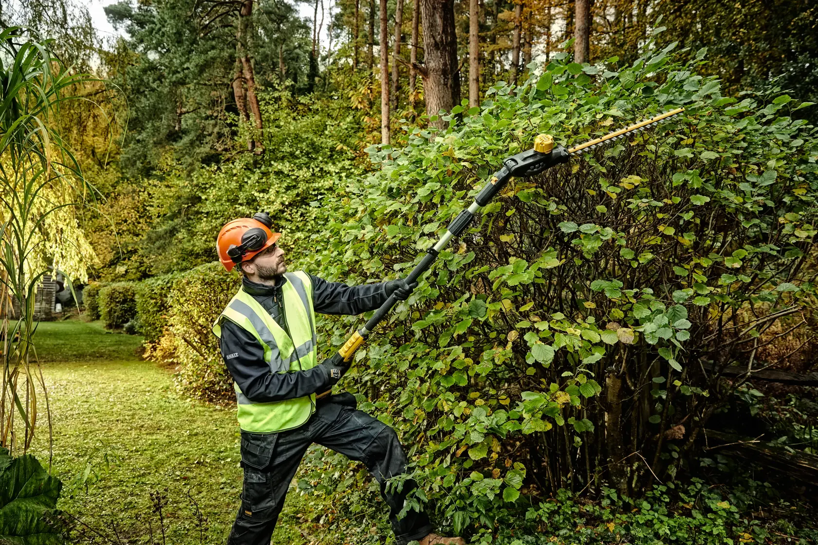 18V XR TELESZKÓPOS SÖVÉNYVÁGÓ 1 × 5 Ah AKKUMULÁTORRAL és TÖLTŐVEL