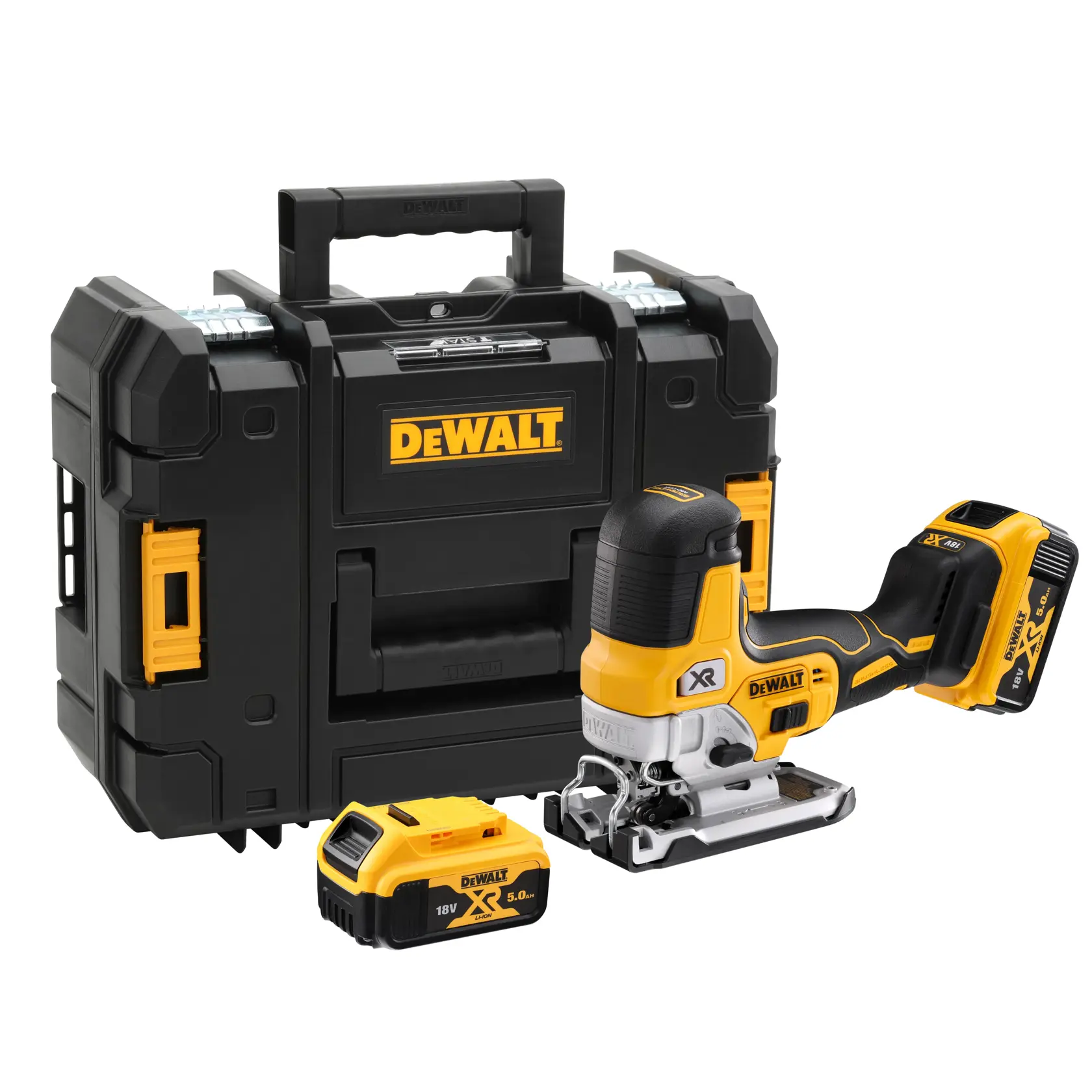 18V XR Kefe-nélküli dekopírfűrész - 2 X 5 AH, töltő, koffer