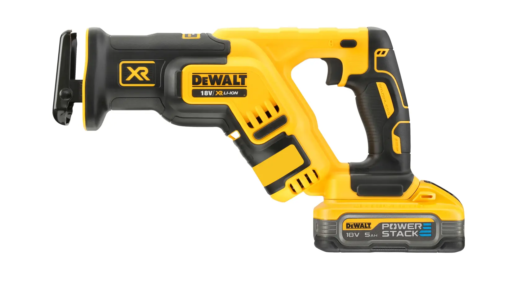 18V XR Szénkefe nélküli, akkus orrfűrész, 2 x 5 Ah POWERSTACK akku + töltő, TSTAK kofferben