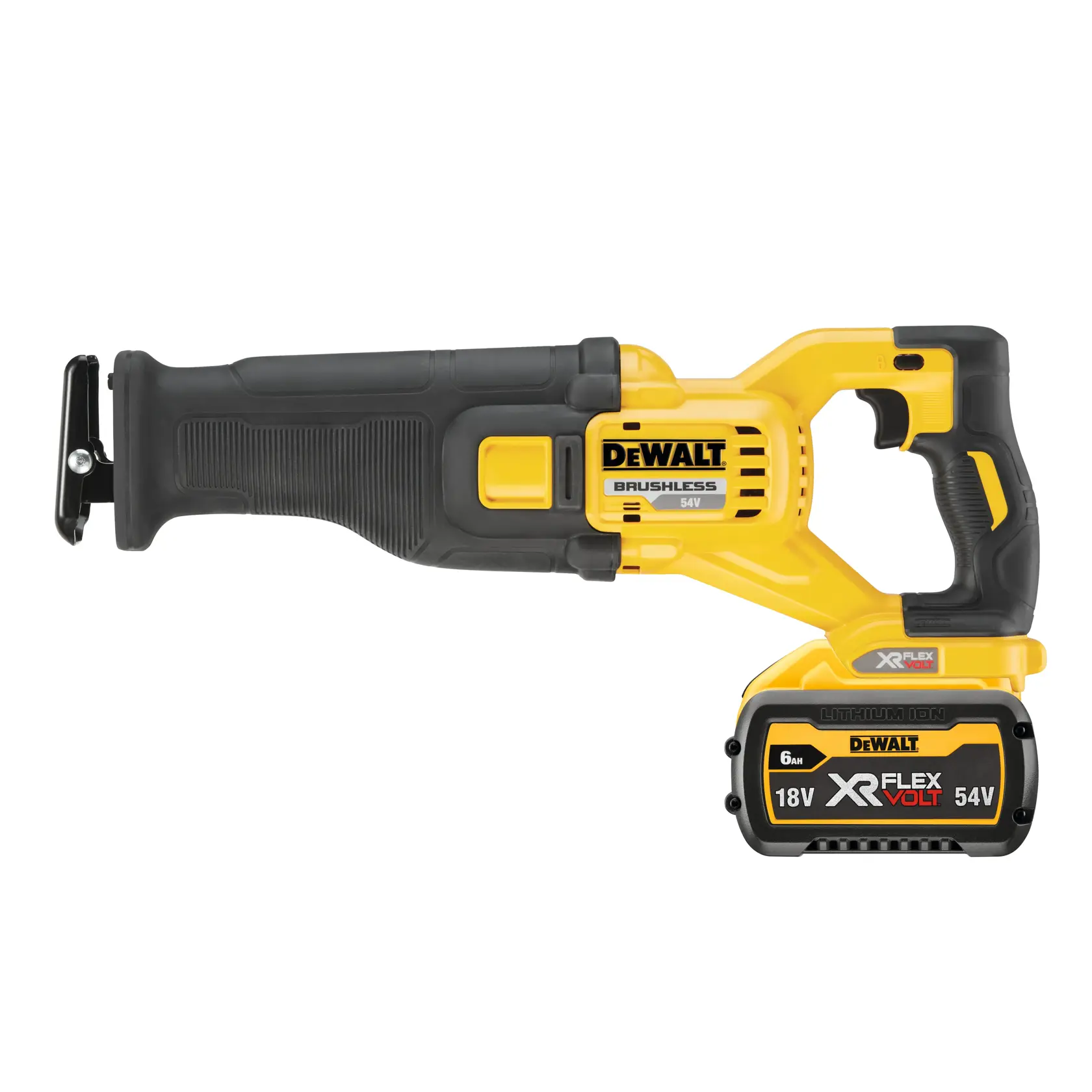 54V FLEXVOLT kefen élküli orrfűrész, 2 × 6,0 AH AKKUVAL, töltővel, KOFFERBEN