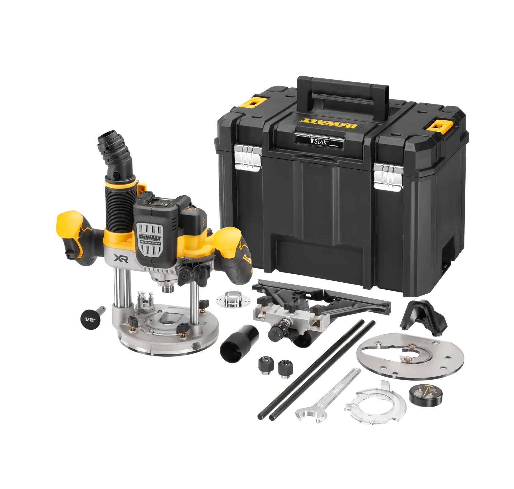 18V XR szénkefe nélküli ½"-es 70 mm-es felsőmaró - alapegység TSTAK-ben