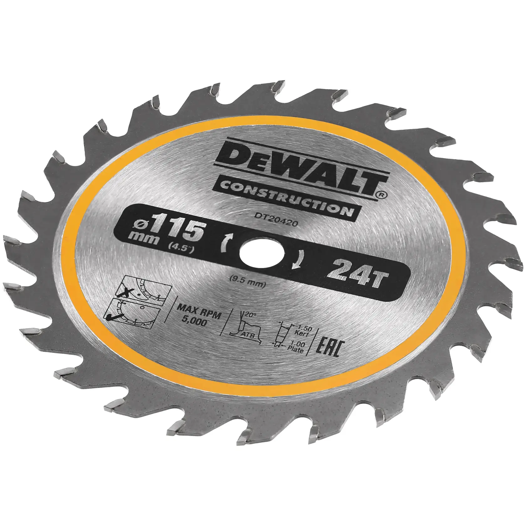 DEWALT CONSTRUCTION 115 mm × 9,5 mm 24 T körfűrészlap