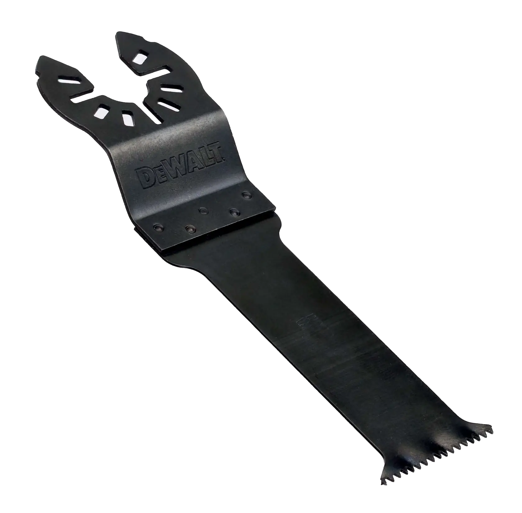 Hoja negra DEWALT DT20703 para multiherramienta, filo dentado para cortes precisos.