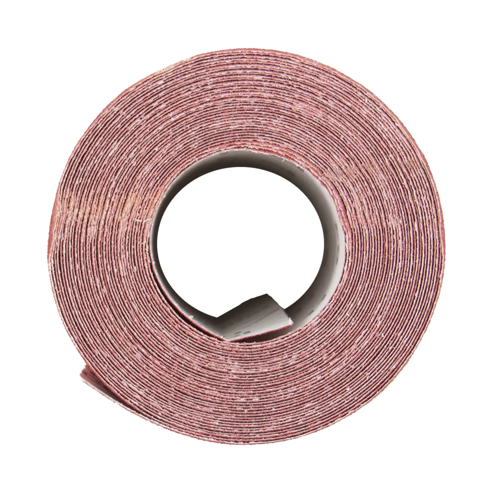 A roll of DEWALT sandpaper shown from above, with a pinkish abrasive surface and white inner core.