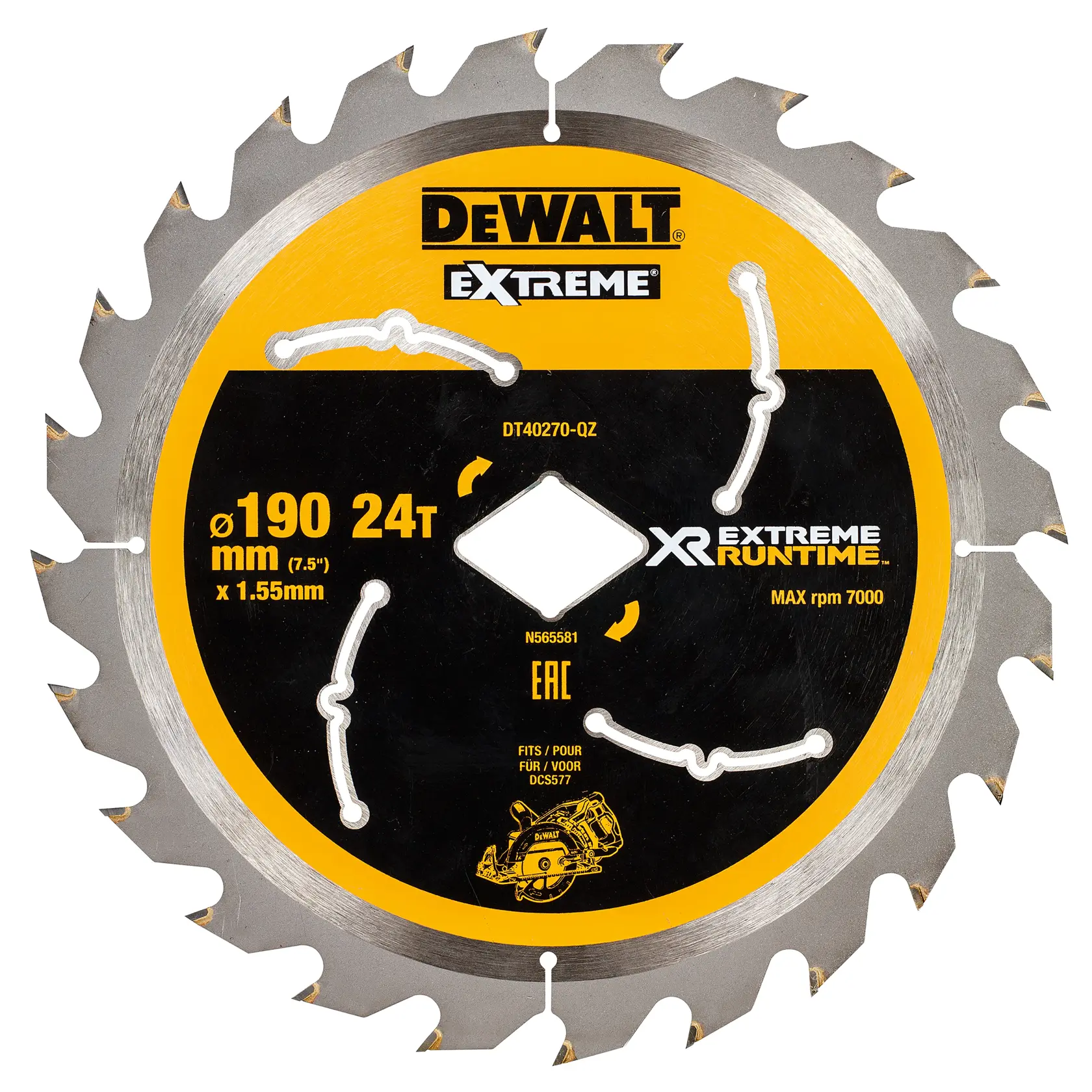 DEWALT EXTREME RUNTIME körfűrészlap 190 mm 24 fog (20 mm furat)