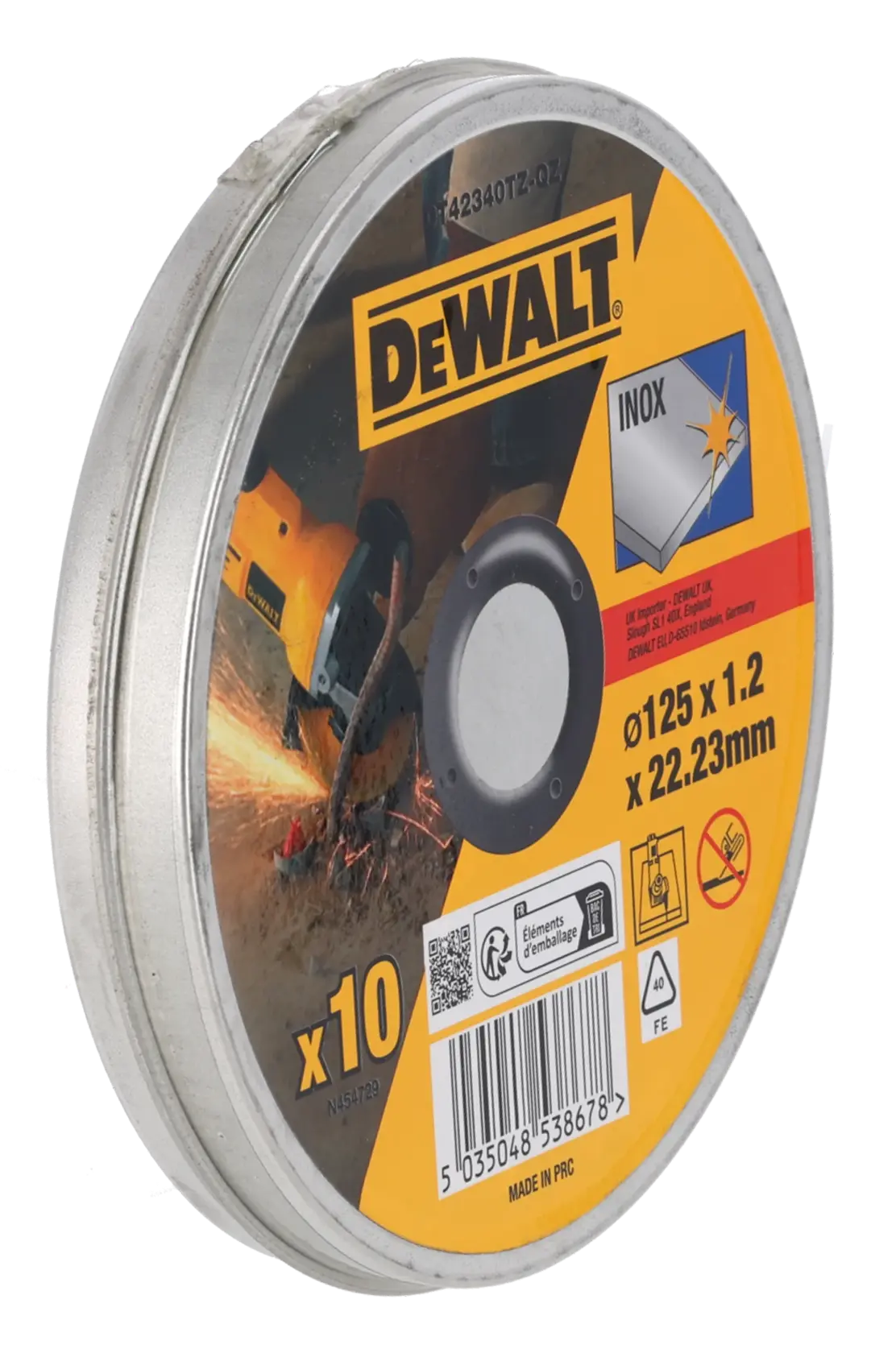 DEWALT vágókorong 125×1,2×22,23 mm INOX (10 db)