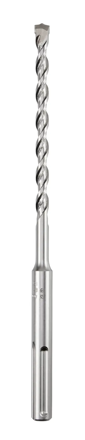 A single long SDS-plus masonry drill bit with a spiral design and carbide tip, designed for use with rotary hammer drills.