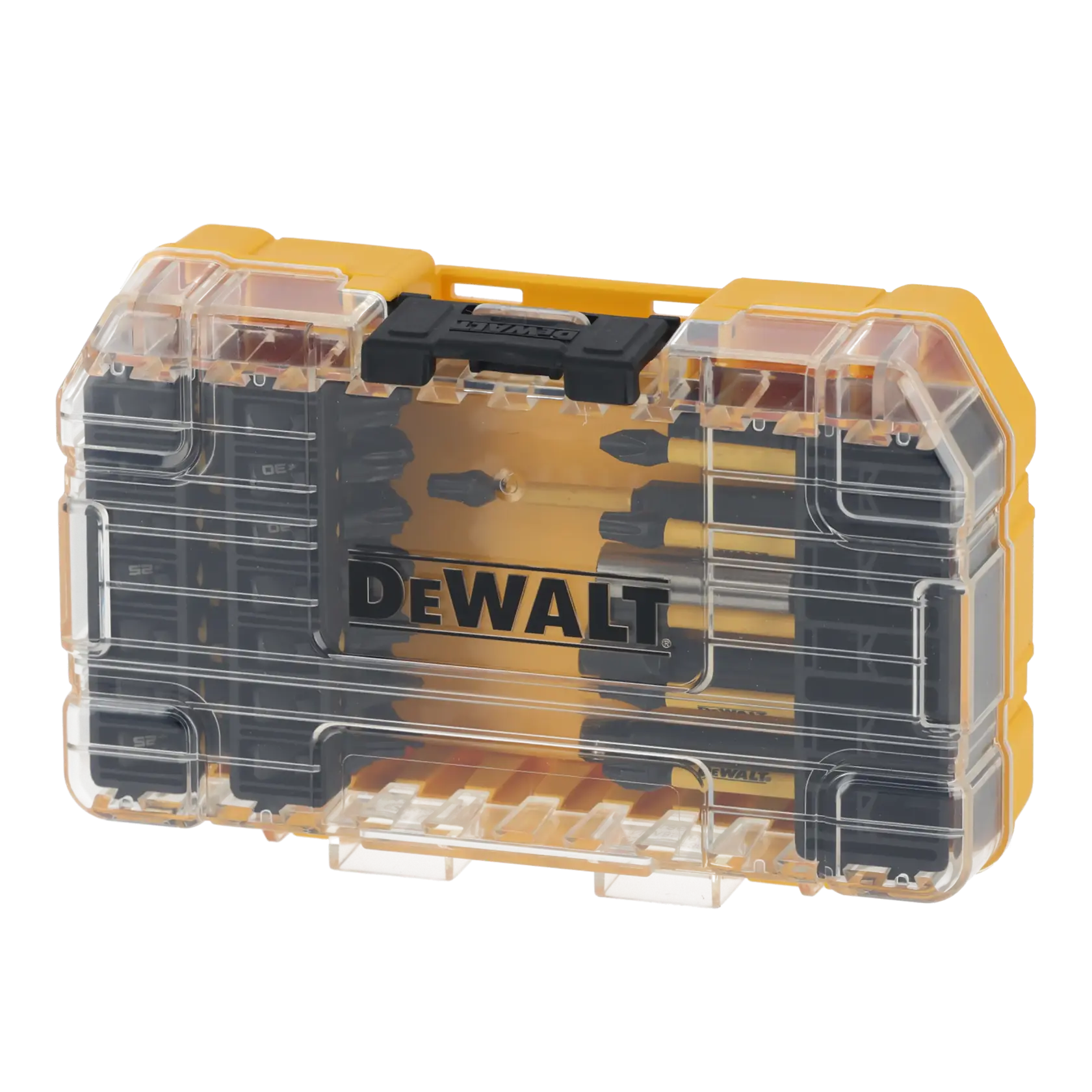 Graphic showing DEWALT XTREME Sub-Compact Series branding with the slogan 'Compact and Performance Packed' on a yellow background.