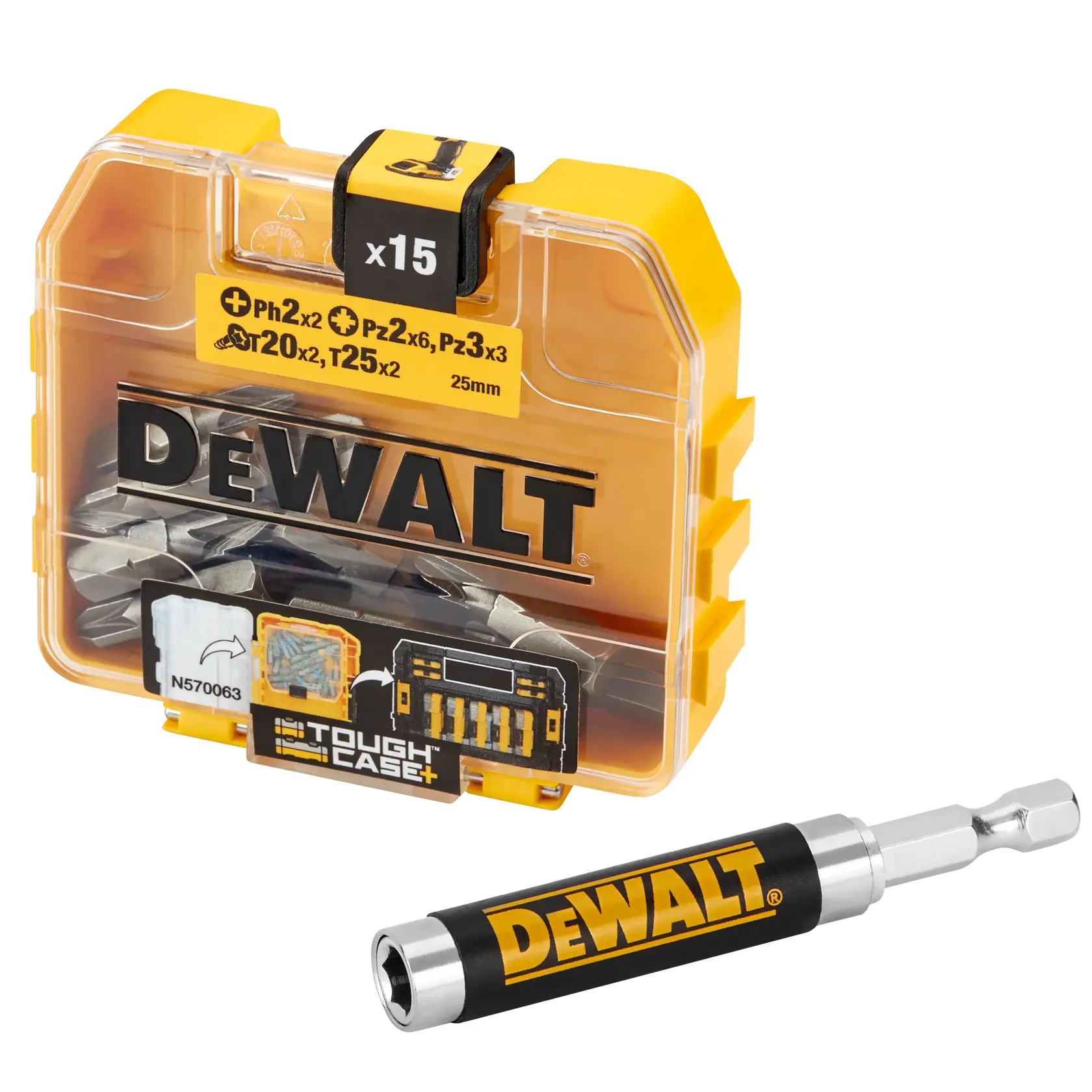 DEWALT csavarozó készlet bitvezetővel Small Bulk Storage TOUGHCASE+ tárolóban (16 db)