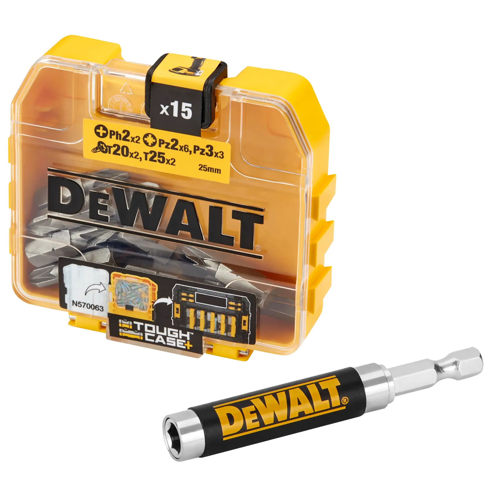 DEWALT csavarozó készlet bitvezetővel Small Bulk Storage TOUGHCASE+ tárolóban (16 db)