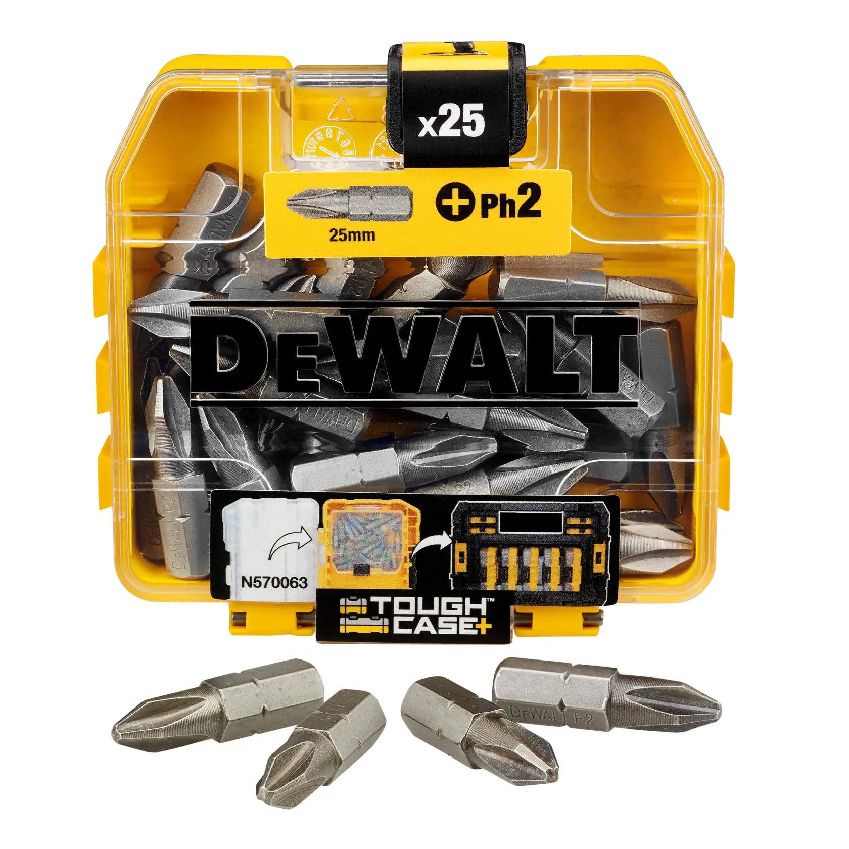DEWALT 25 mm csavarozó bit készlet Small Bulk Storage TOUGHCASE+ tárolóban (25 db)