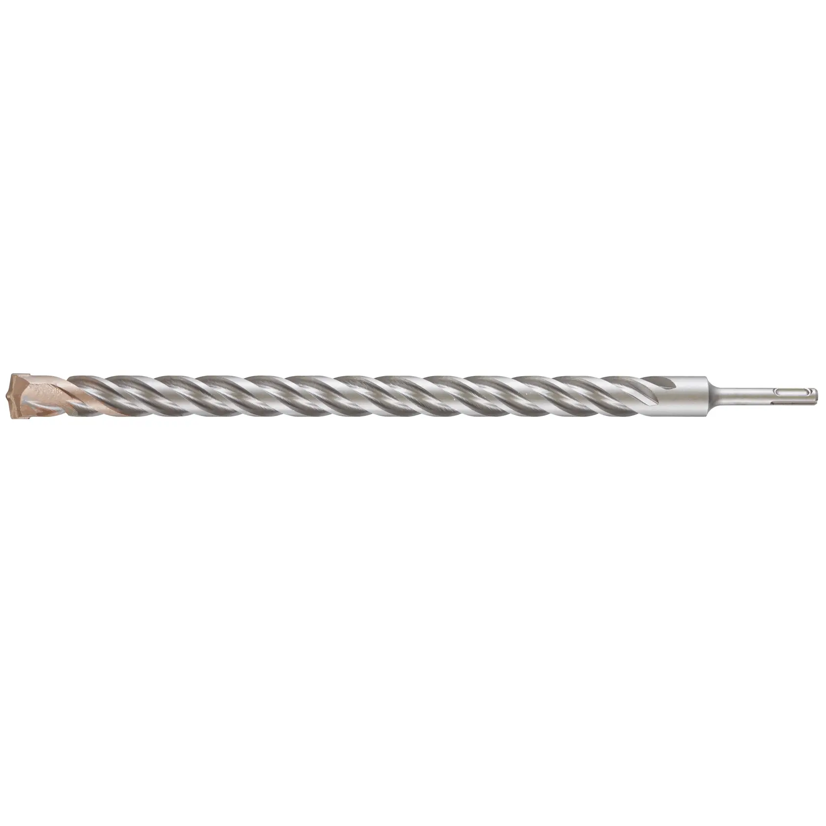 Broca larga DEWALT DT9613 de metal con flauta espiral y conexión SDS, sobre fondo blanco.