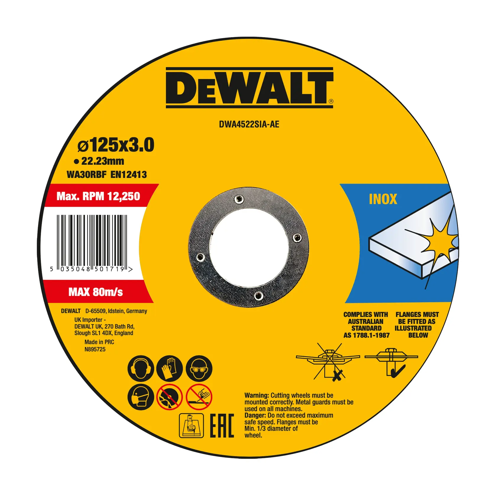 DEWALT® 125mm x 3mm x 22mm T27 Inox vágokorong (25 db)