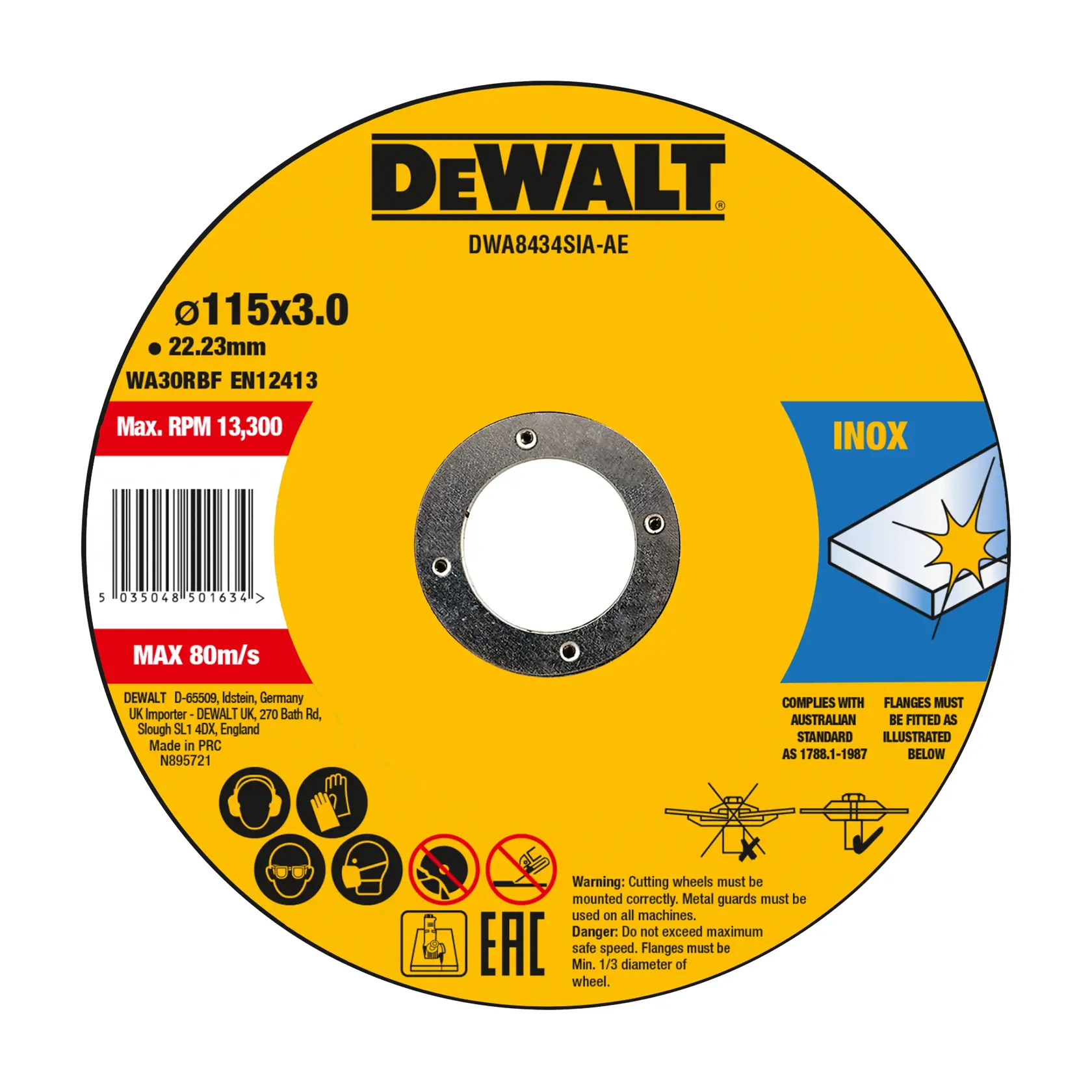 DEWALT® 115mm x 3mm x 22.23mm T27 Inox vágokorong (25 db)